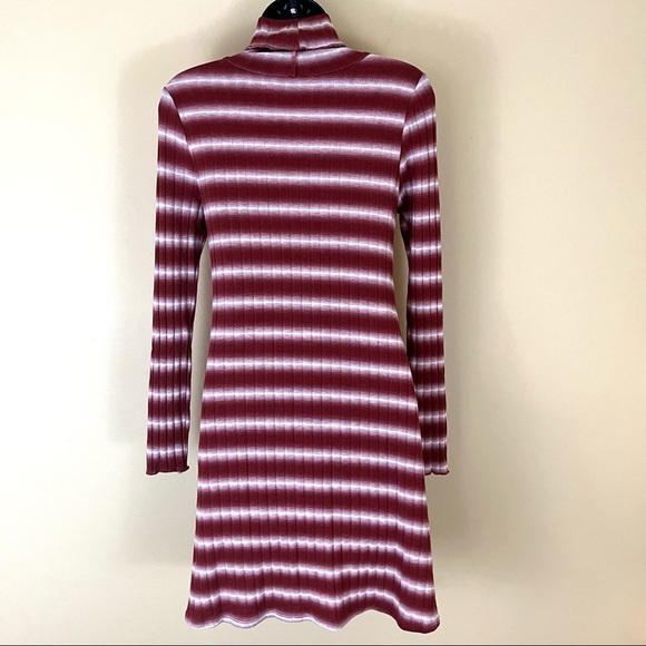 Altar’d State Rayon Stripe Stretch Turtle Neck Long Sleeve Rib Mini Dress Size S - Picture 7 of 14